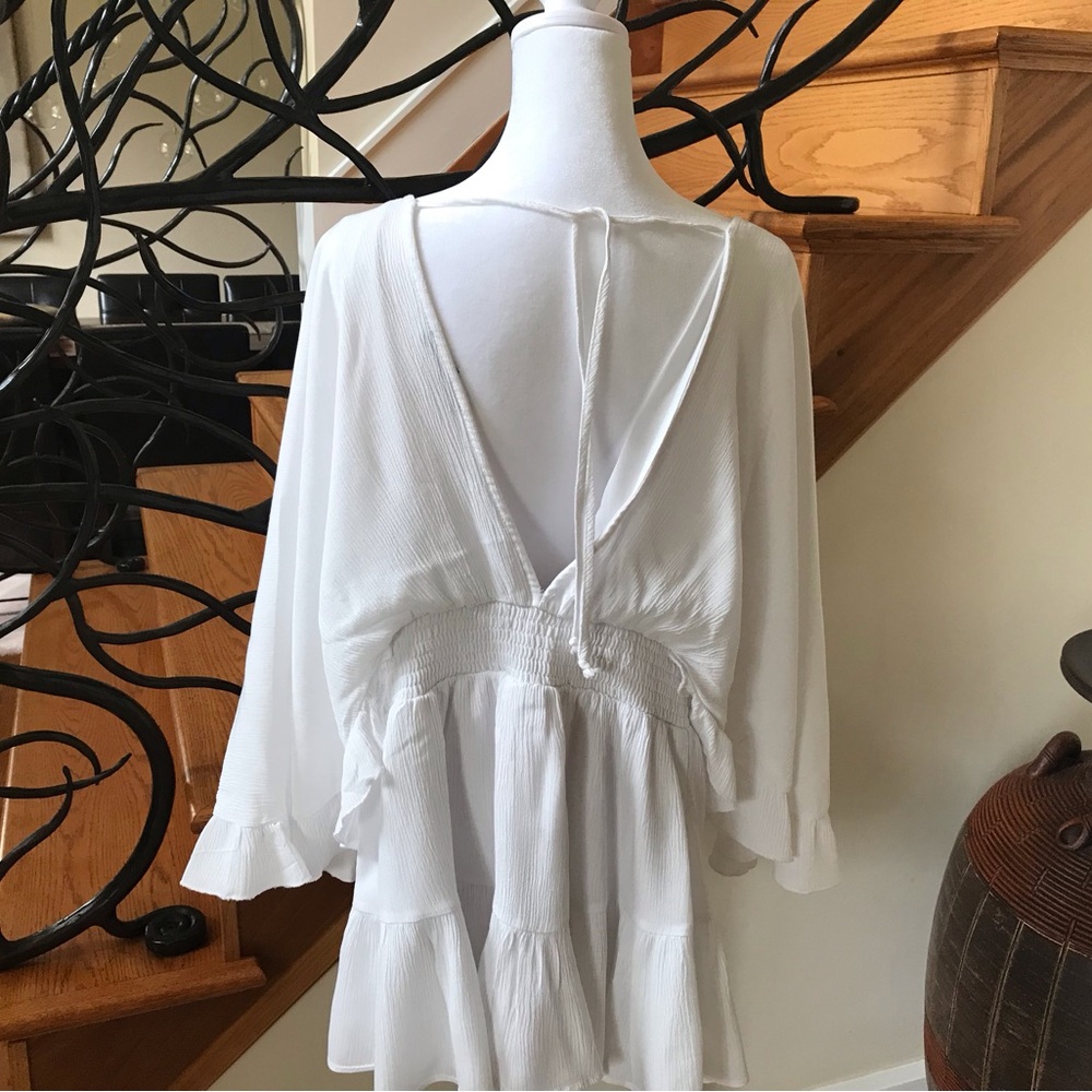 White Ruffled Wrap Dress - Picture 4 of 6
